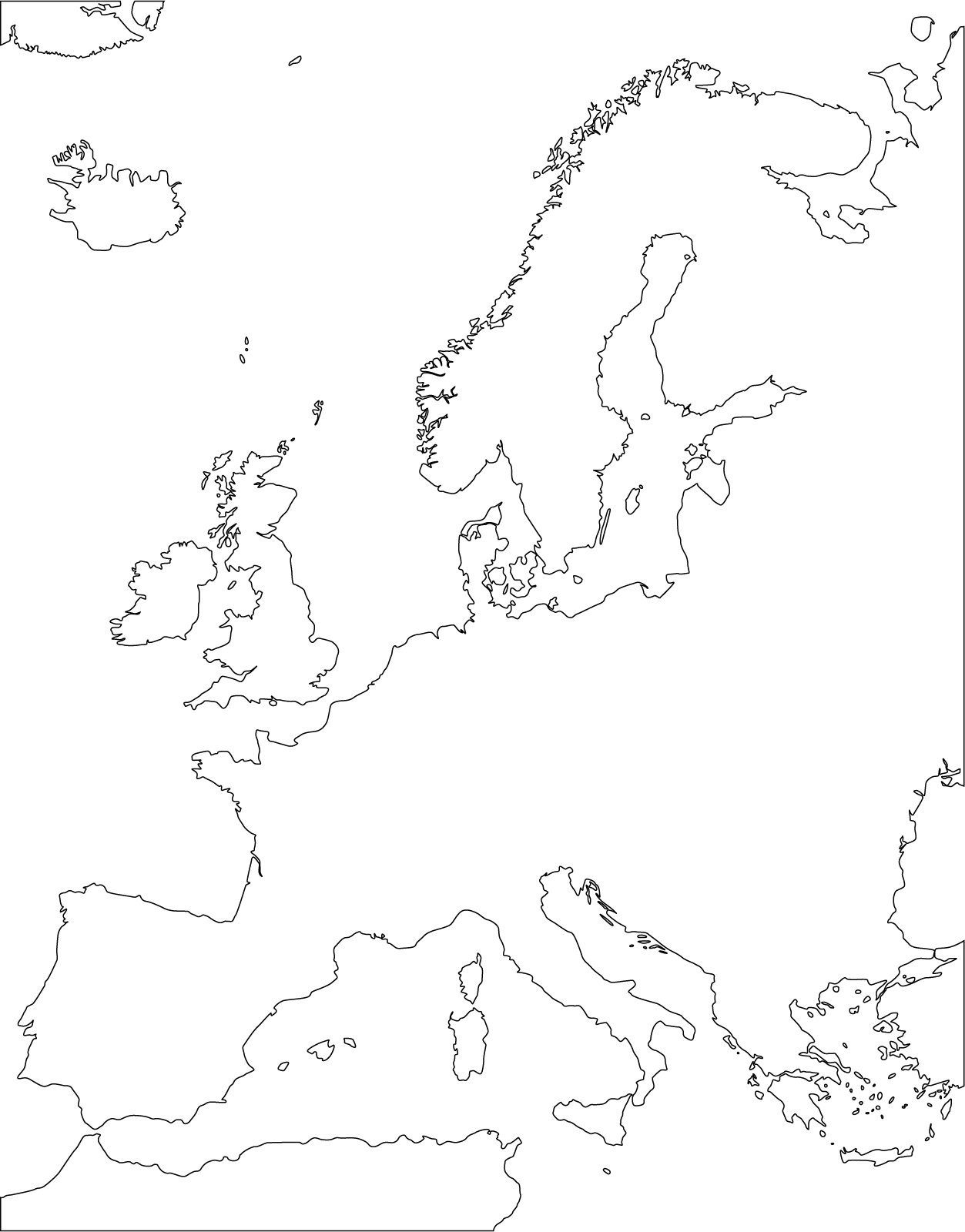 Blank kart Europa