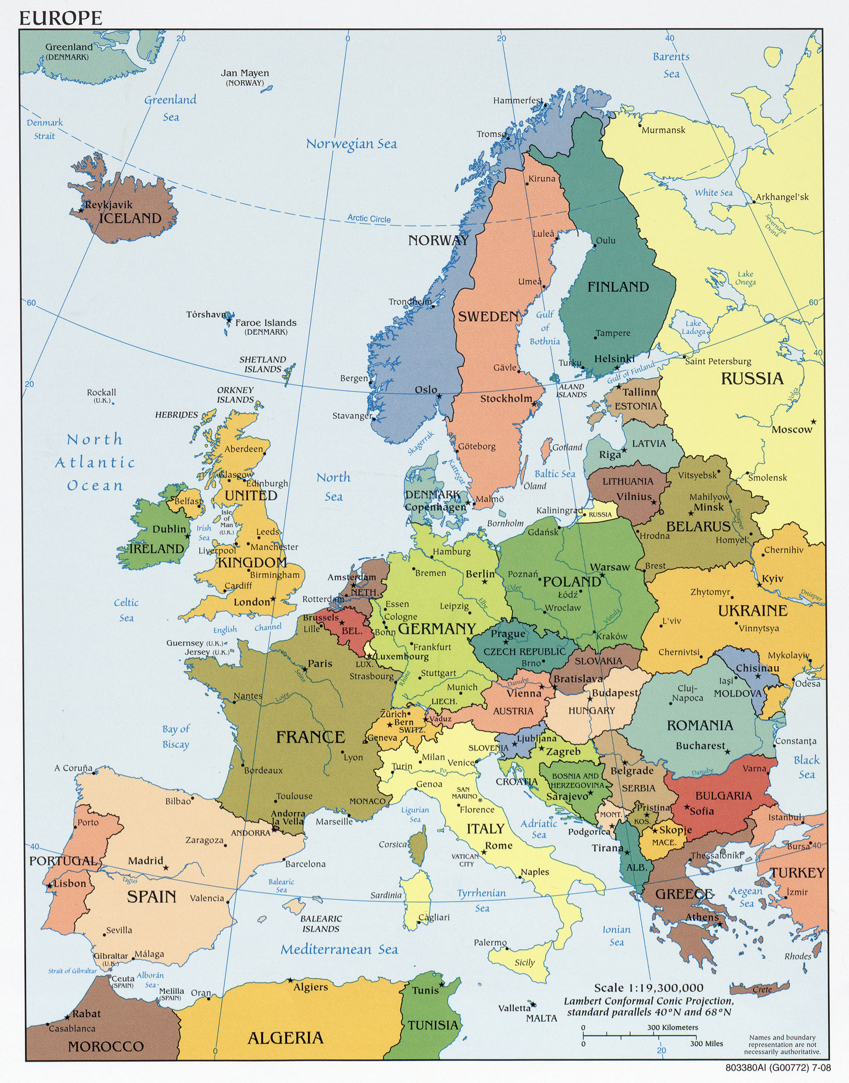 Politisk kart over Europa