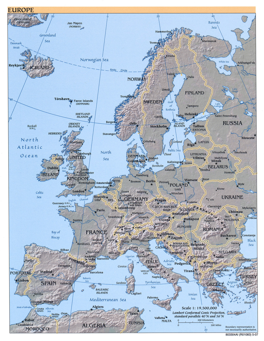Terreng kart over Europa